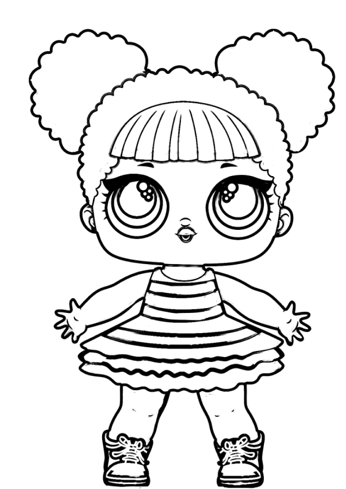 Coloring page Doll in a dress Print
